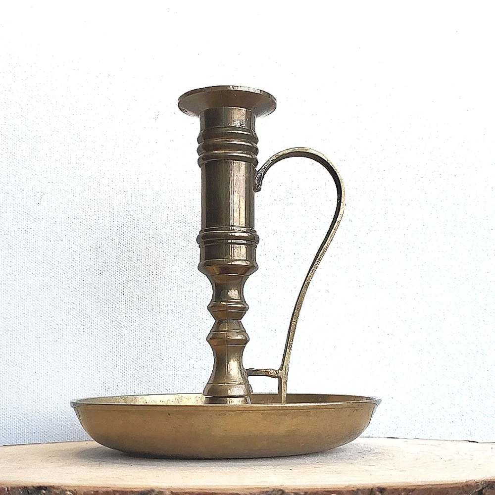 Vintage Solid Brass Chambers Maid Candleholder
